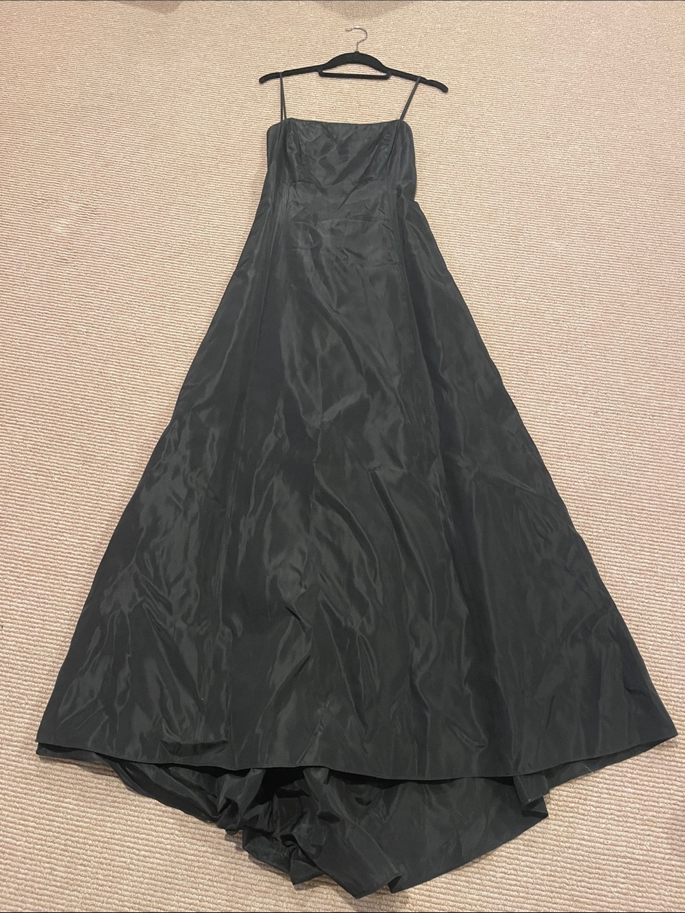 Laundry By Shelli Segal Black Satin Maxi Gown with Spaghetti Straps